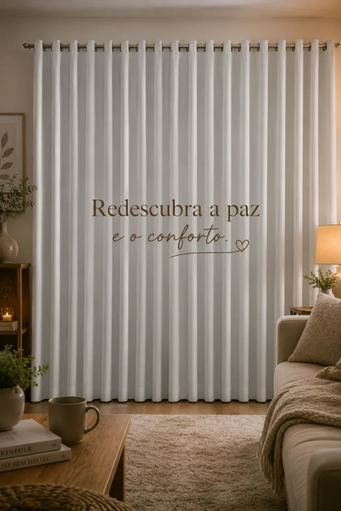 Quarto moderno e aconchegante com cortina blackout bloqueando a luz natural para criar um ambiente confortável e relaxante