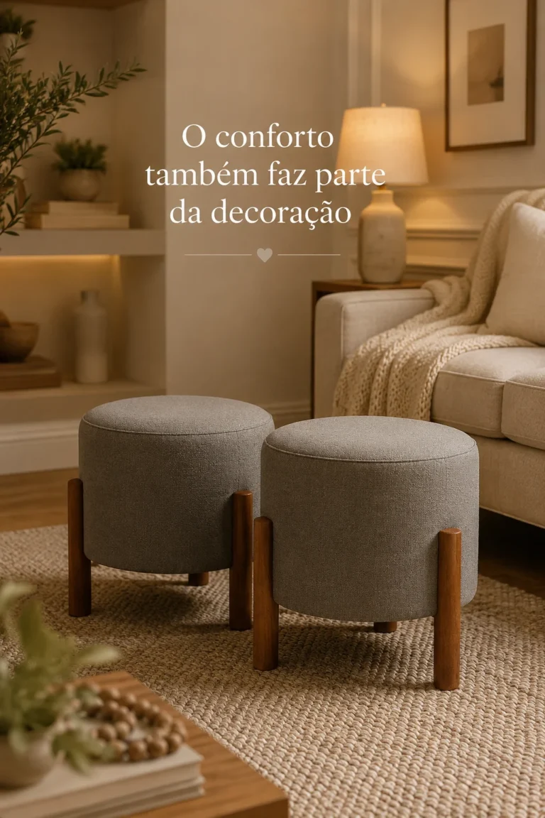 Puff luxo em linho que transforma ambientes